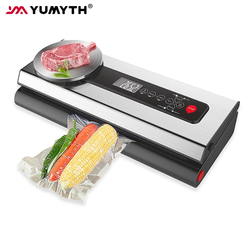 YUMYTH Vacuum Sealer With Digital Kitchen Scale Stainless Steel Food Vacuum Sealer Packing Machine Sous Vide Storage bags T145