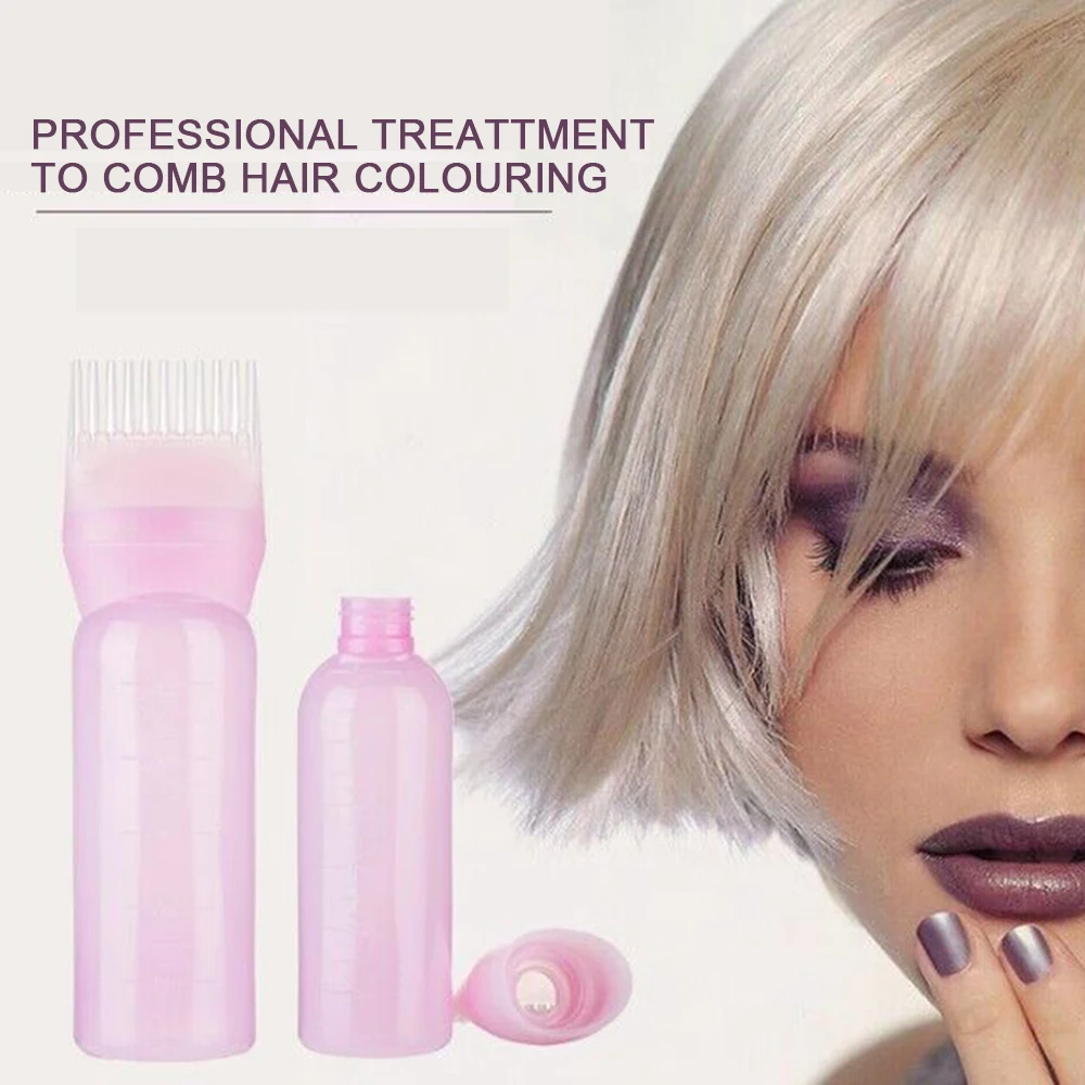 Plastic Hair Dye Refillable Bottle Applicator Comb Dispensing Salon Hair Coloring Hairdressing Styling Tool
