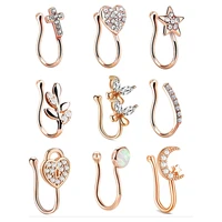 1pcs 16g fake nose rings fake nose piercing jewelry clip on septum ring stainless steel septum nose rings for women girls