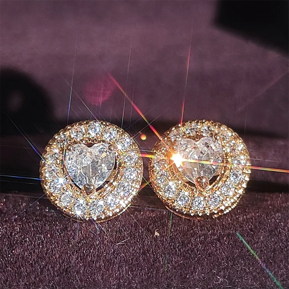 

2022 New Luxury Rose Gold Color Gold Color Silver Color Halo Earrings for Women Anniversary Gift E7787