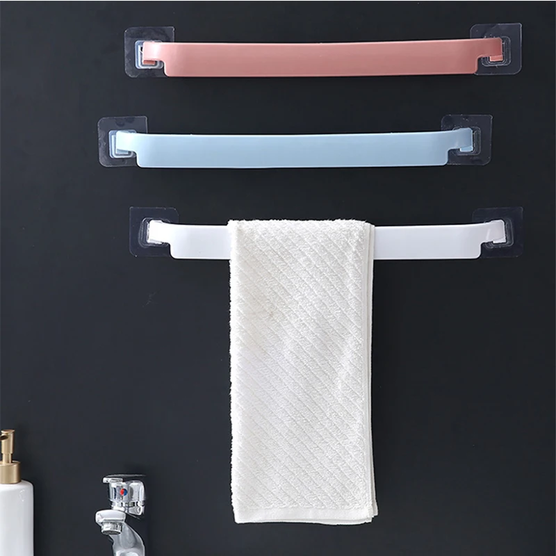 

Household Bathroom Towel Rack Punch-free Single-rod Rack Bathroom Wall-mounted Kitchen Single-rod Rag Hanger Slipper Rod