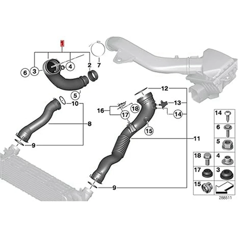 Воздухозаборный шланг двигателя Турбокомпрессор интеркулер впускная труба для