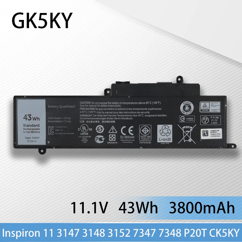 

Новый аккумулятор GK5KY для ноутбука Dell Inspiron 13 7000 7347 7348 7352 7359 11 3000 3148 3157 15 7558 4K8YH CK5KY RHN1C 451-BBKK 43Wh