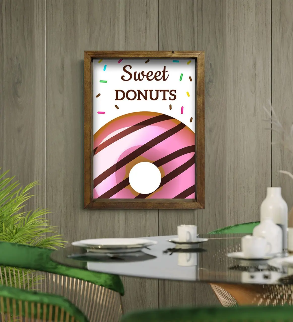 

BK Gift Cafe & Bar & Restaurant Konseptli Natural Solid Wood Framed Tablo-26