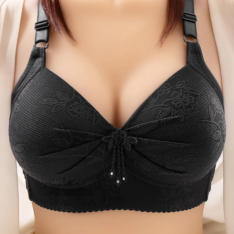 

36-44 B C Large Size Bras Women Sexy Push Up Brassiere Wireless Bralette Tops Big Breast Seamless Mother Middle Aged Underwear