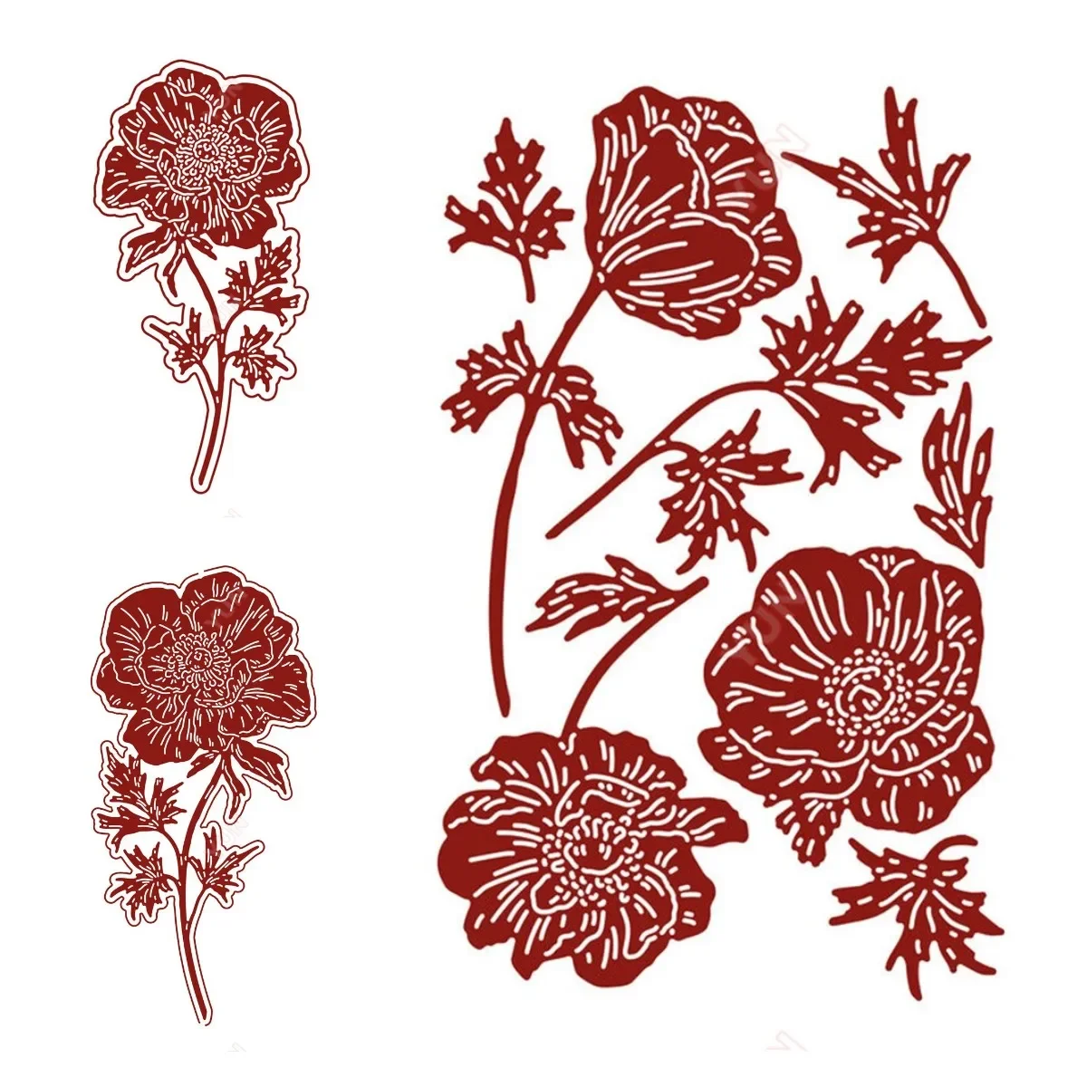 Маленький анемоновый металлический режущий штамп Edge букет Сделай Сам формы для