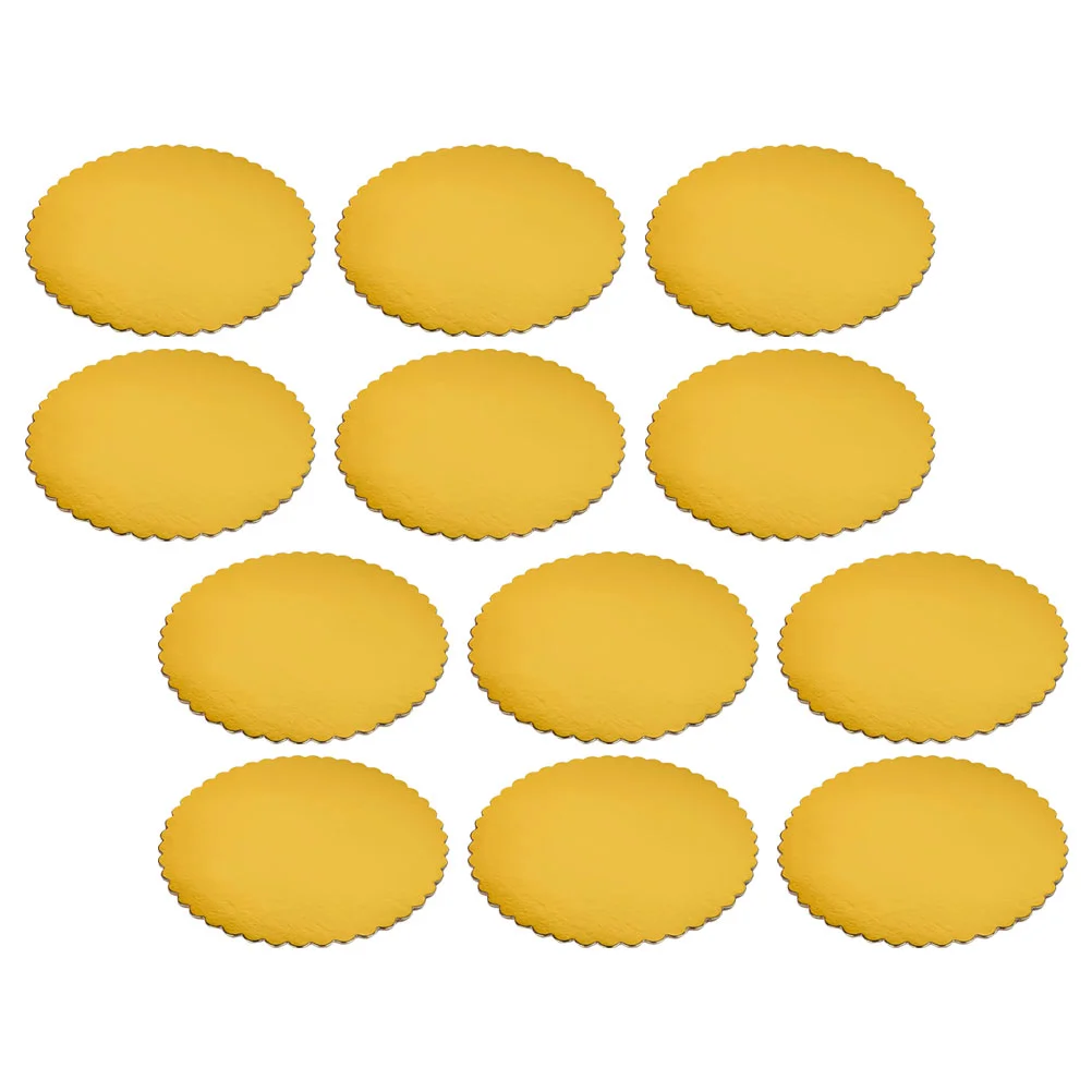 

12 Pcs Cake Base Round Circle Tray Trays Gold Decor Drum Party Accessories Chic Decorative Boards
