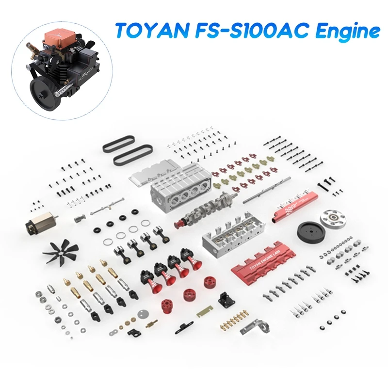 

TOYAN FS-S100AC 4-тактный метаноловый двигатель DIY RC Engine Building Kit для 1:10 1:12 1:14 Радиоуправляемый автомобиль самолет лодка