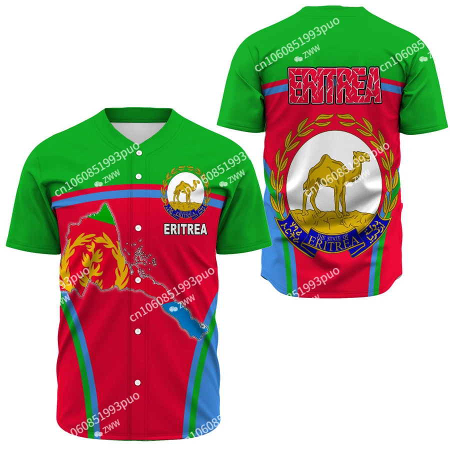 

Black History Africa Country Eritrea Flag Tribe Retro Tattoo 3DPrint Summer Harajuku Baseball Jersey Shirts Short Sleeves X4