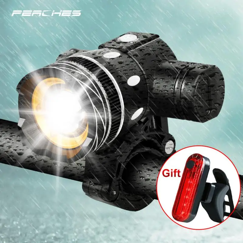 

1200mAh Bicycle Light Front USB Rechargeable Bike Headlight Waterproof Aluminum Cycling Lamp With Taillight MTB Lantern