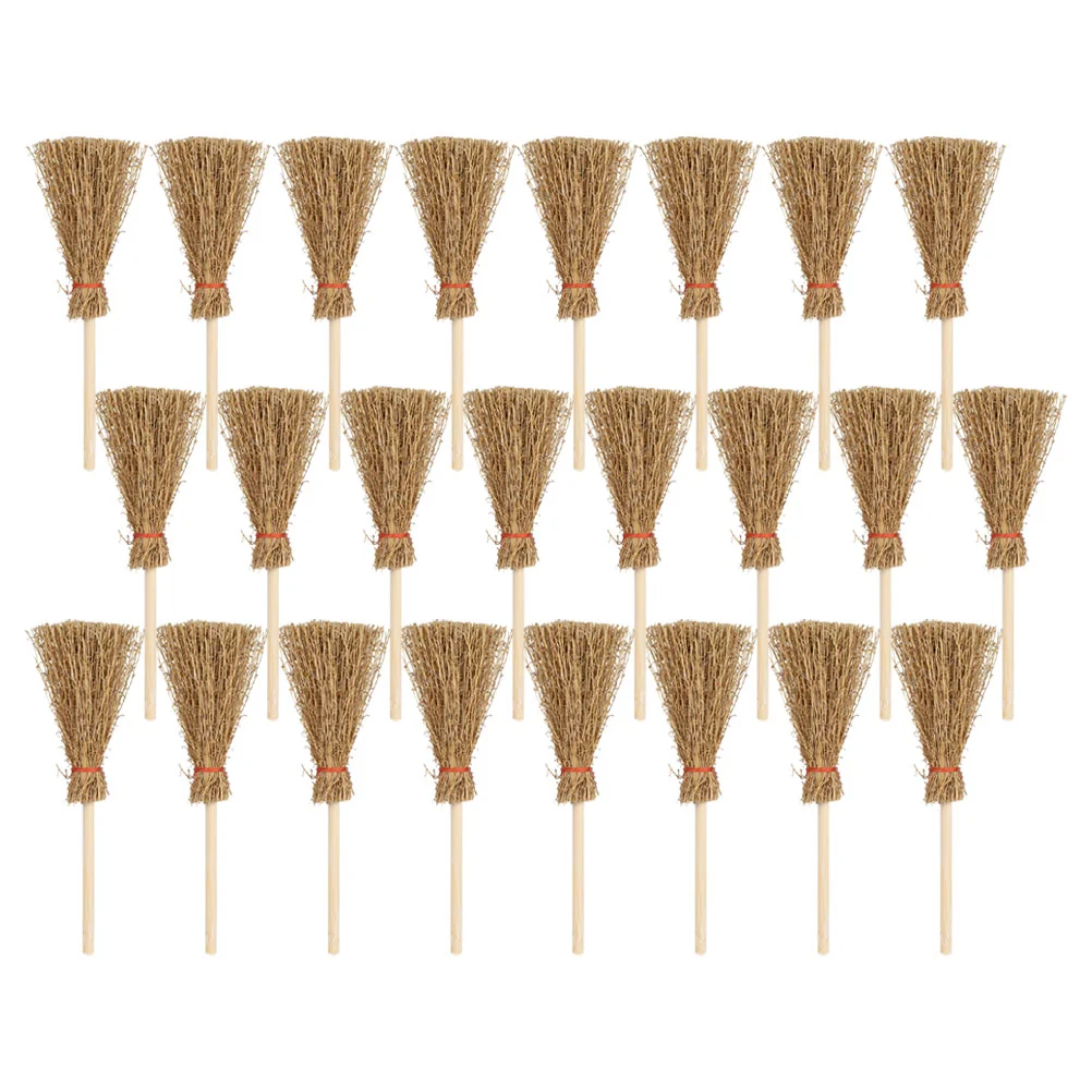 

Brooms with Red Ropes 24pcs Broom Wizard Decor Artificial Miniature Broom Whisk Broom Craft Decoration for Living Room Party