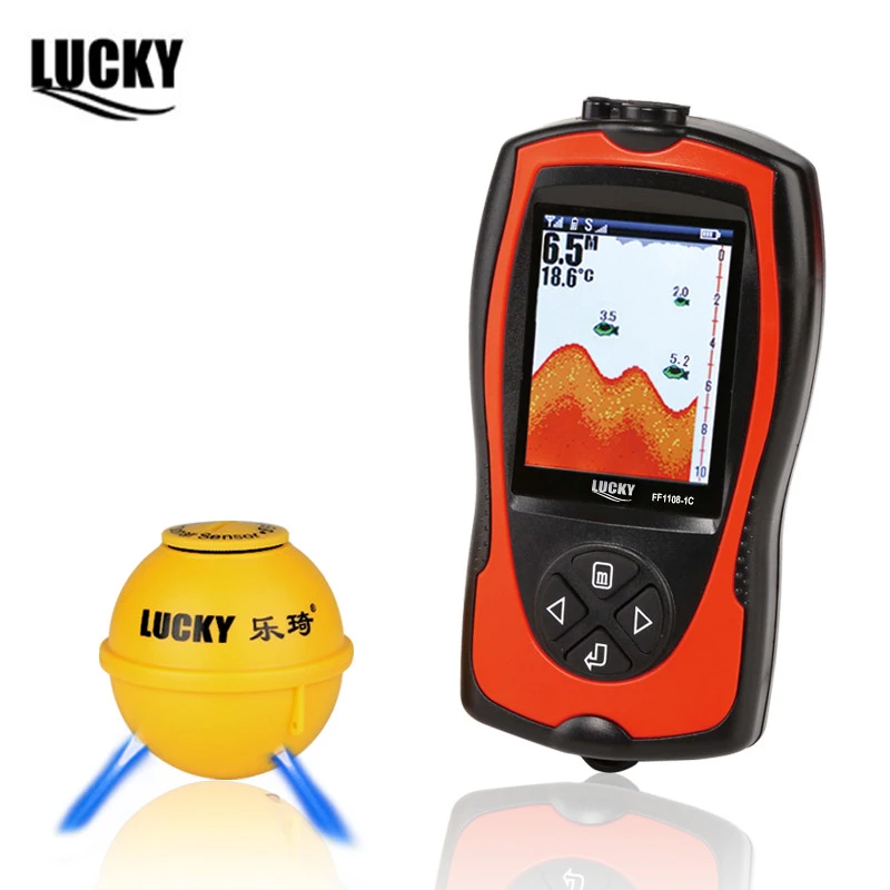 LUCKY Rechargeable Wireless Fish Finder Sonar FF1108-1CWLA for 45M Winter Fishing Ice Fishing Portable Depth Echo Fish Finder