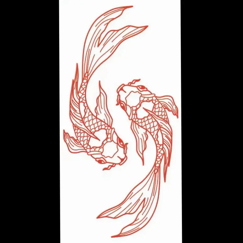 

Временные наклейки Tatttoos, двойная красная рыба, новый дизайн, поддельные татуировки, водонепроницаемые наклейки на руку, татуировки, временные татуировки