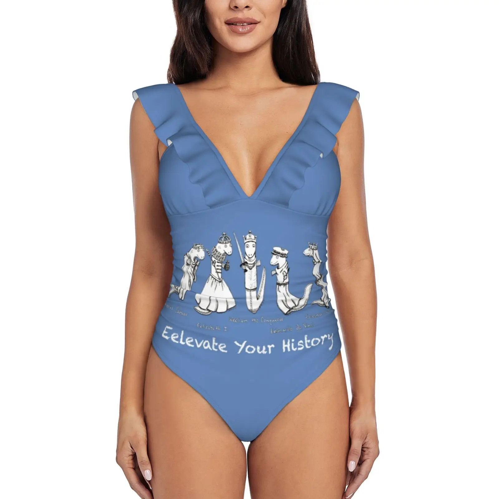 

Eelevate Your History женский слитный купальник с оборками сексуальный боди Монокини Купальный костюм Eels History средневековые линейки