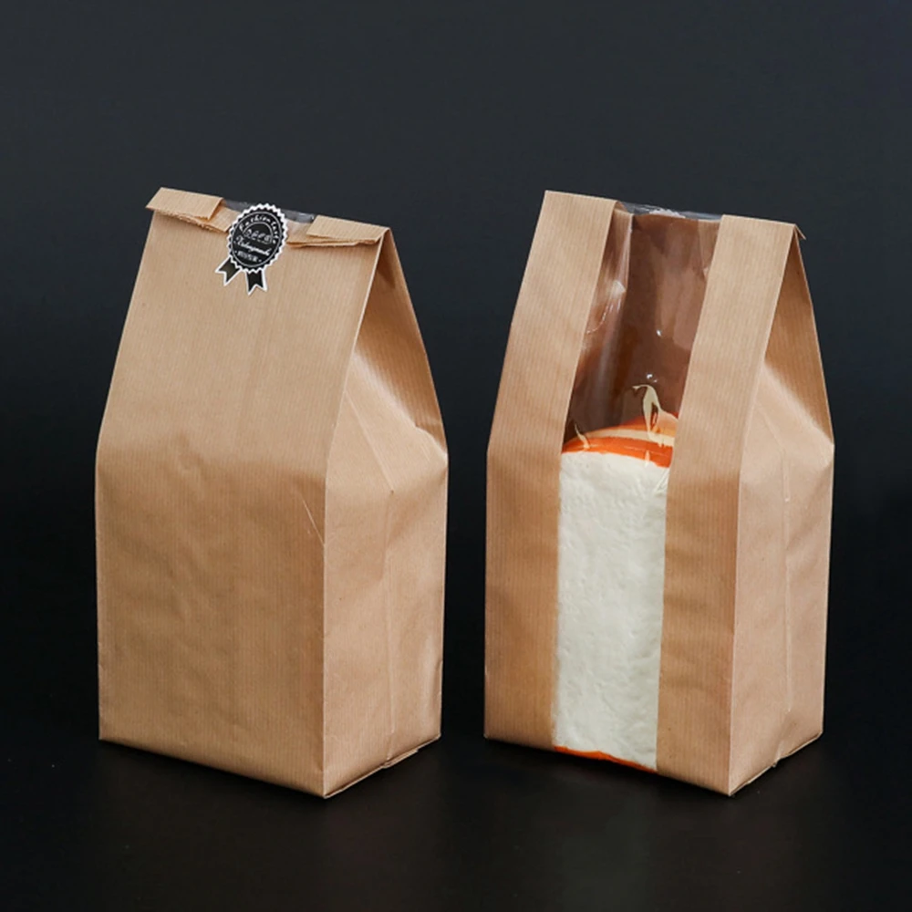 

Front Window Loaf Party Supplies Bakery Takeaway Storage Cake Bread Bag Toast Kraft Paper Bag Food Packaging Bag