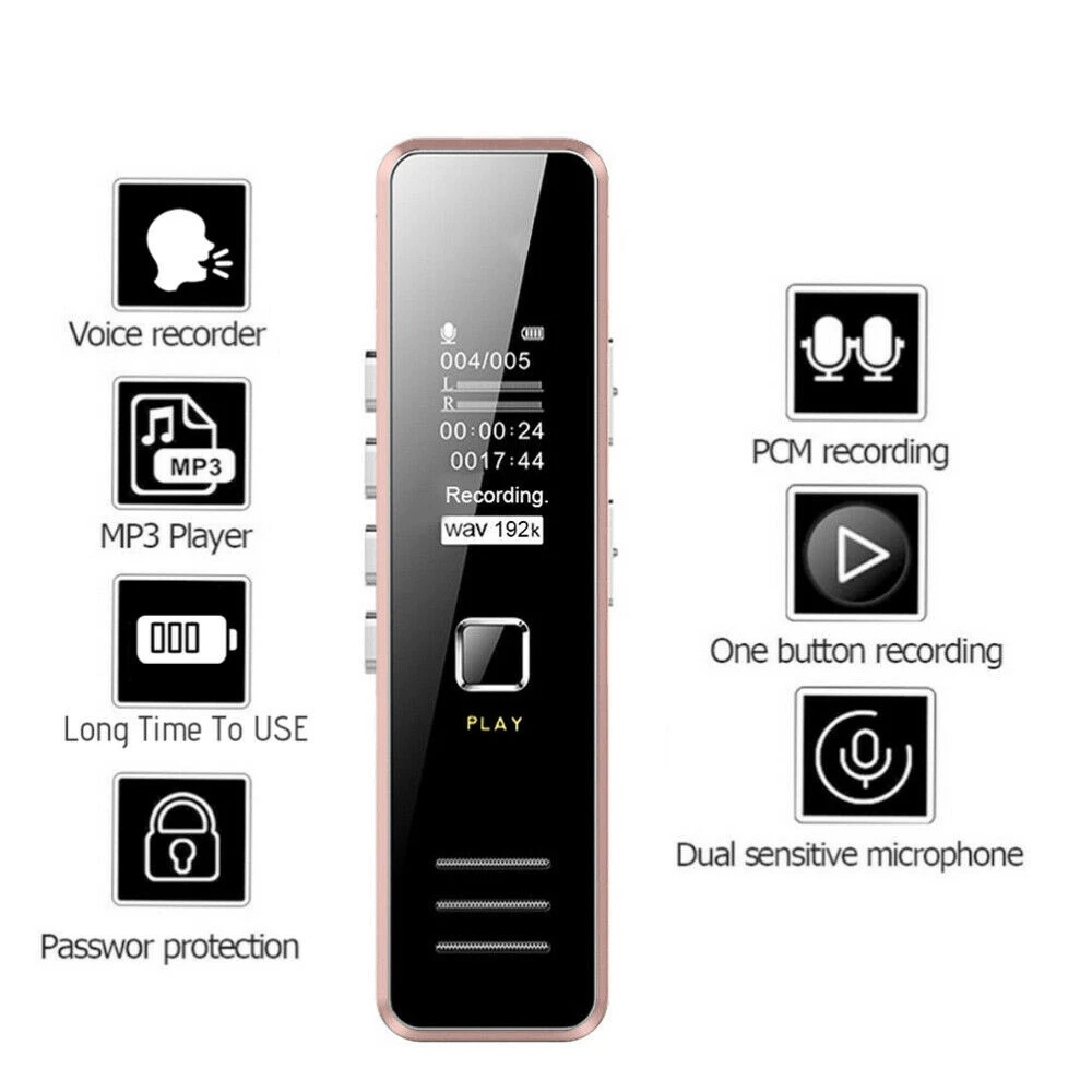 

Digital Audio Recorder Mini Voice Recorder with MP3 Player Professional Noise Reduction Dictaphone Remote Record PMC Recording