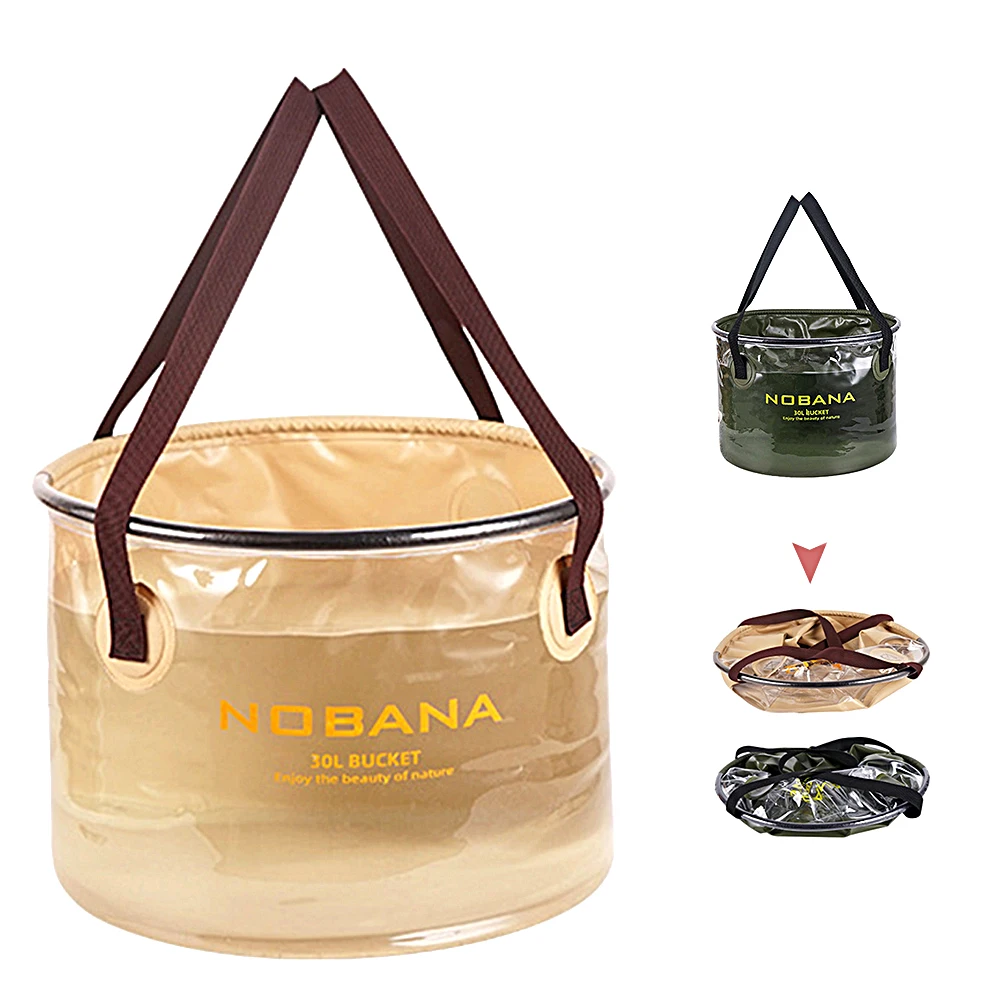 

20L/30L Portable Fishing Bucket Outdoor foldable Bucket with Mesh Bag for Travel Fishing Backpacking Fishing Tackle Equipment