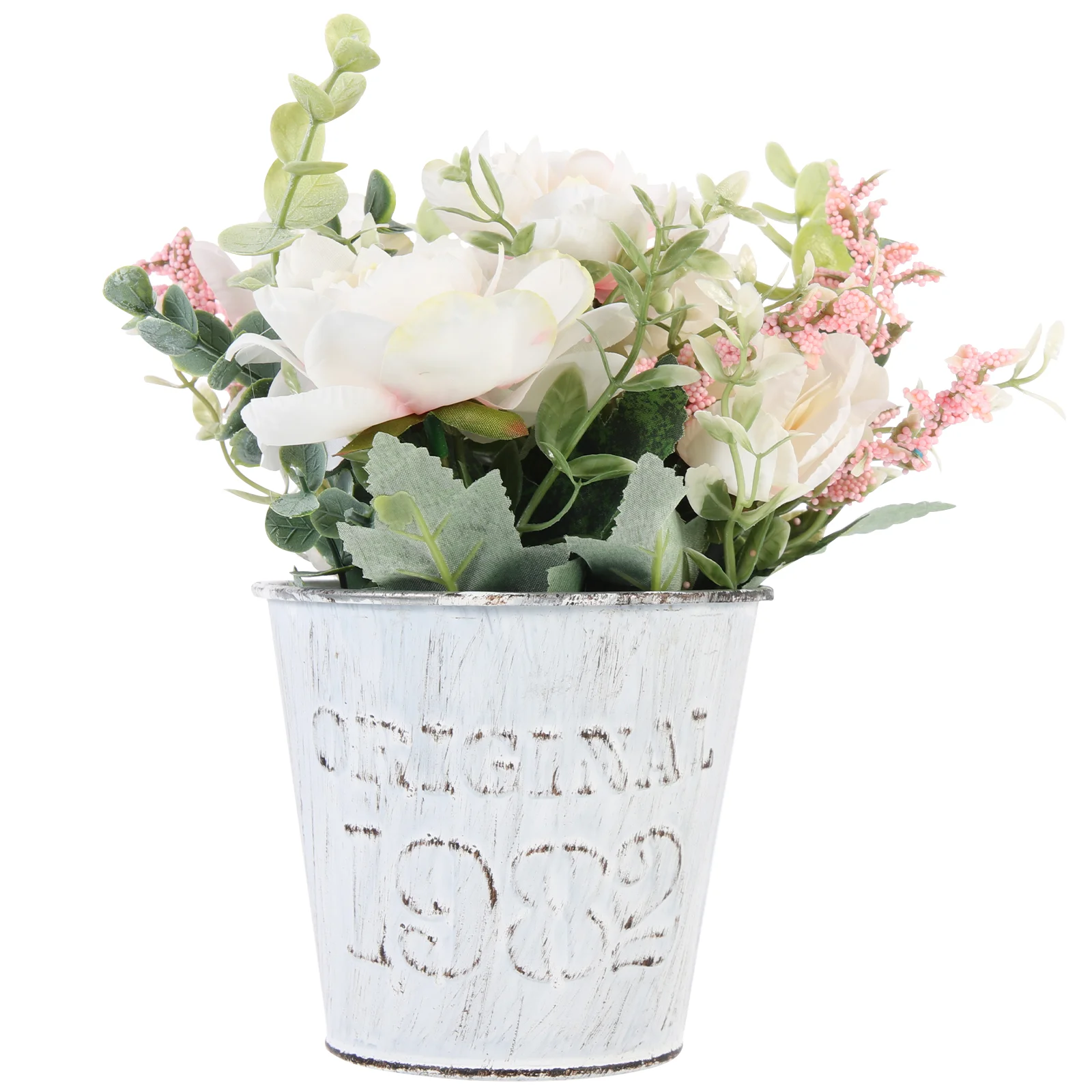 

Flower Fake Pottedfaux Metalbonsai Artificial Flowers Greenery Pot Bouquet Silk Plasticorchid Decoration Rose