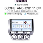 Автомобильный радиоприемник Carplay, 2DIN, Android 11, для HONDA JAZZ City 360, 2002, 2003, 2004, 2005, 2006, 2007, мультимедийный плеер с GPS, BT 8 + 128, аудио,