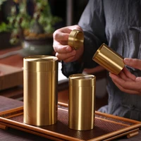 brass tea caddy travel sealed home portable metal small portable brass airtight cans small tea cans for household use