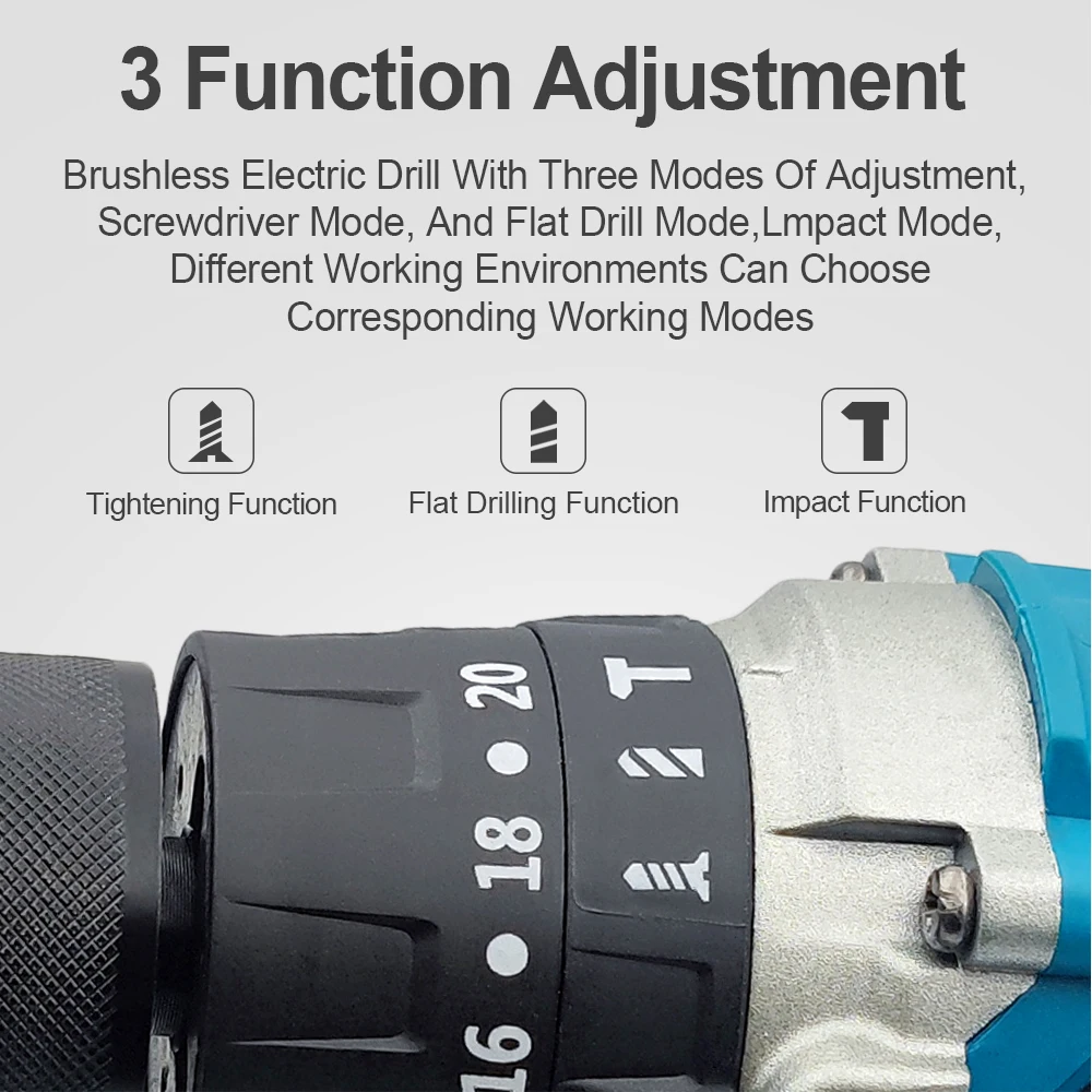 13 мм бесщеточная электрическая дрель 2 скорости молоток беспроводная отвертка 20 +