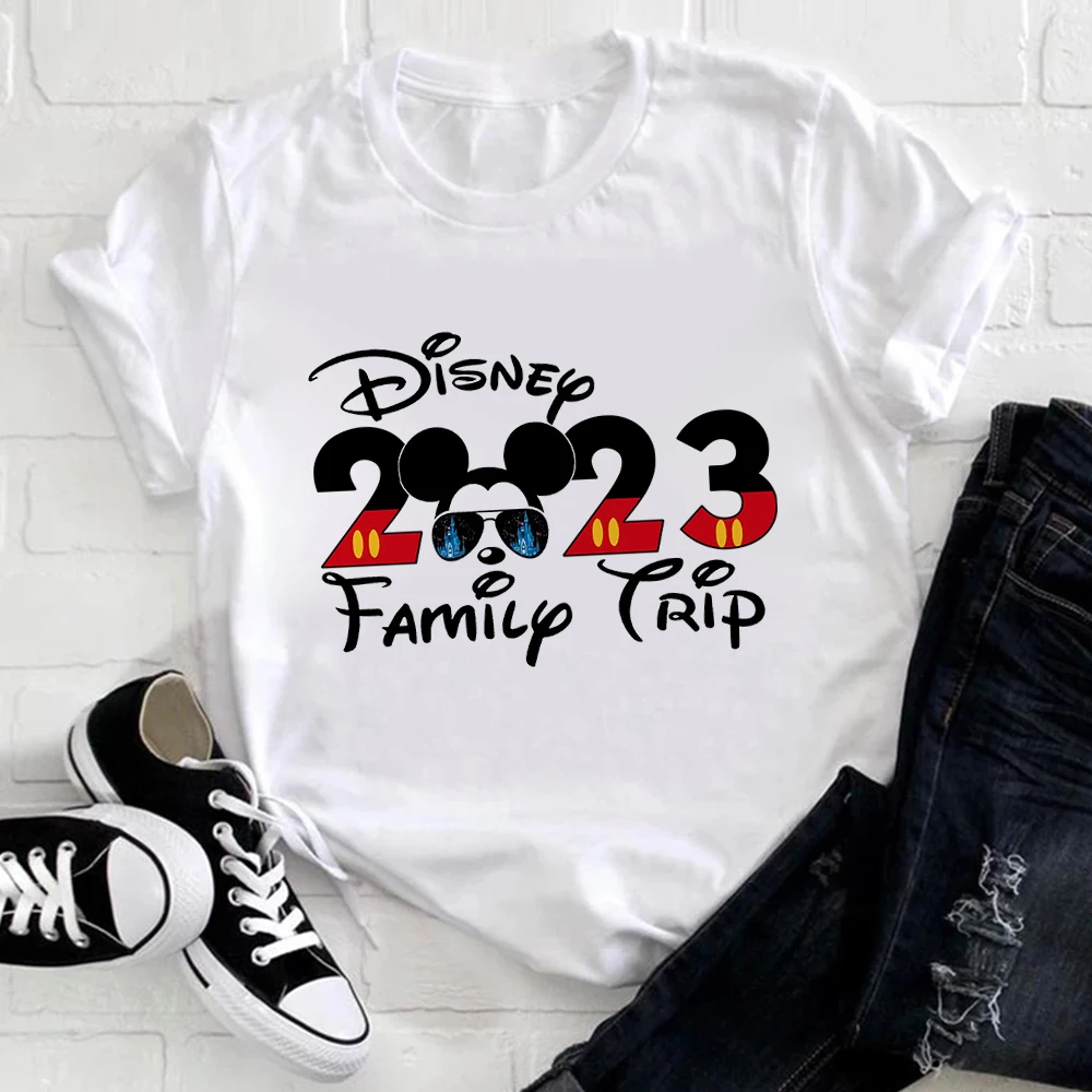 Disney 2023 Family Trip Mickey T-shirts Women Fashion Casual Vacation Clothes Disneyland Paris T Shirt for Girls Fast Delivery
