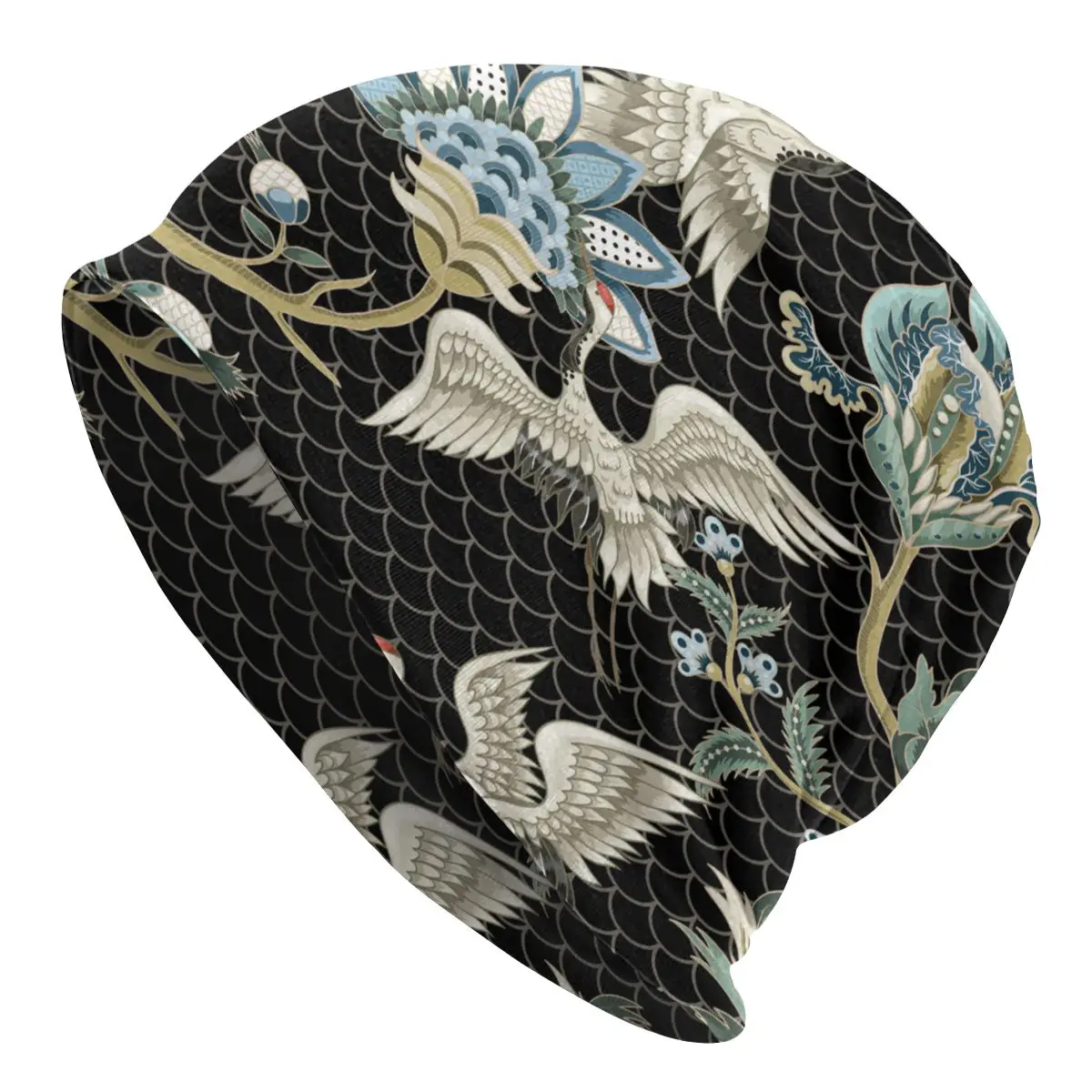 

Ethnic Japanese Cranes Men's Beanies for Women Outdoor Bonnet Hats Unisex Knitted Hat Hip Hop Cap