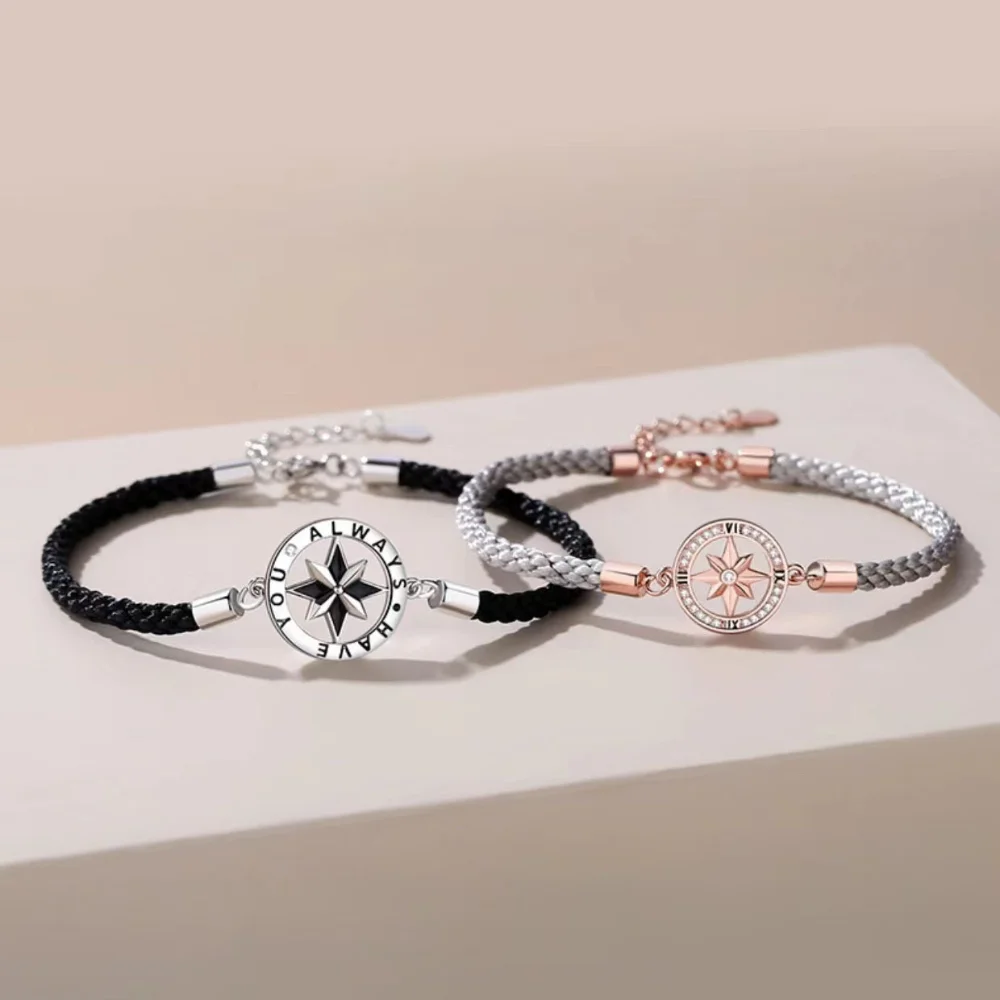 

Eight Stars Clock Plate Couple Bracelet A Pair of Lovers Gift Weaving Design Fashion Handrope Gifts to Girlfriend