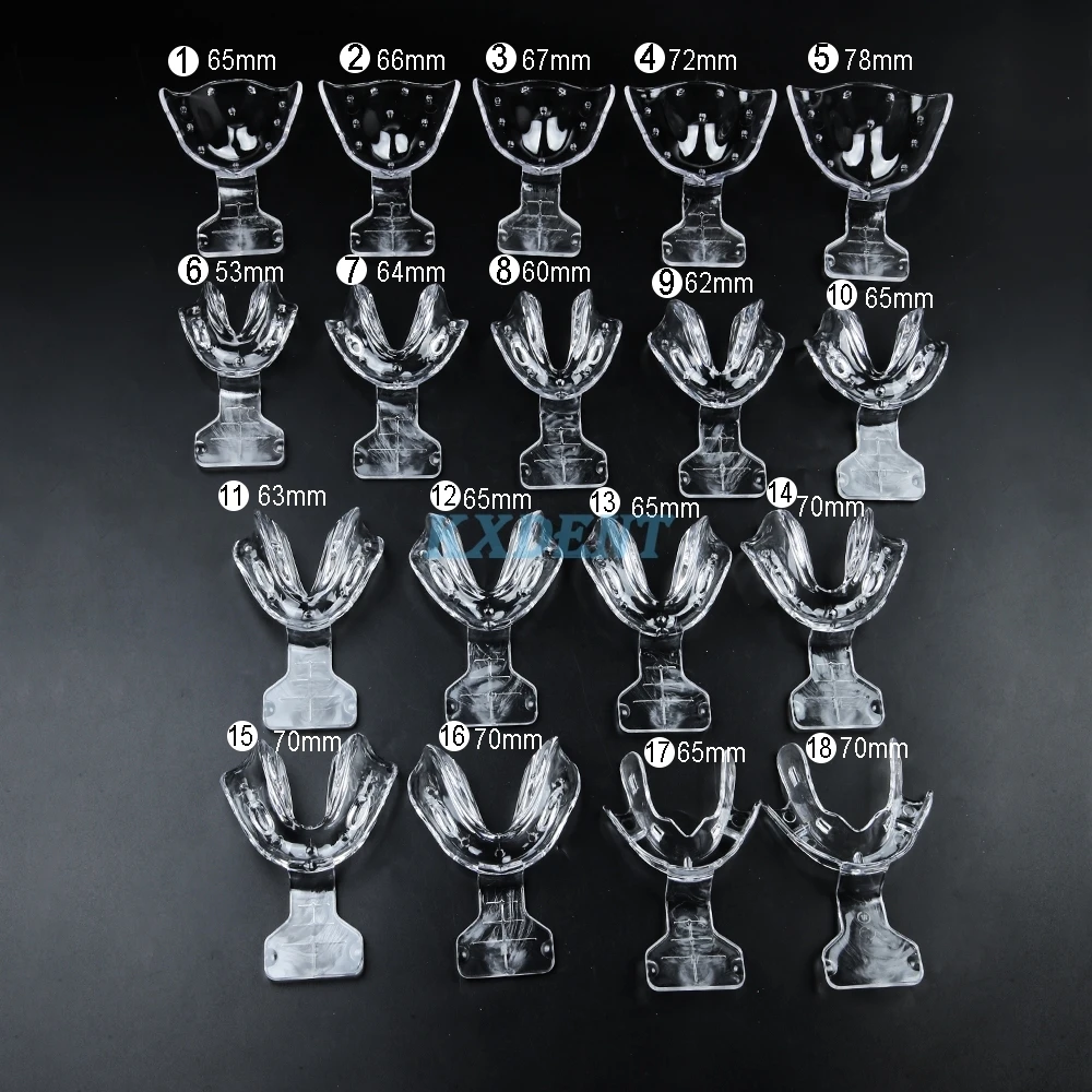 

18Pcs/set Dental Impression Trays Frame Cut Back Tray For Denture Made Edentulous Jaw Dental 135℃ Sterilization Repeated Use