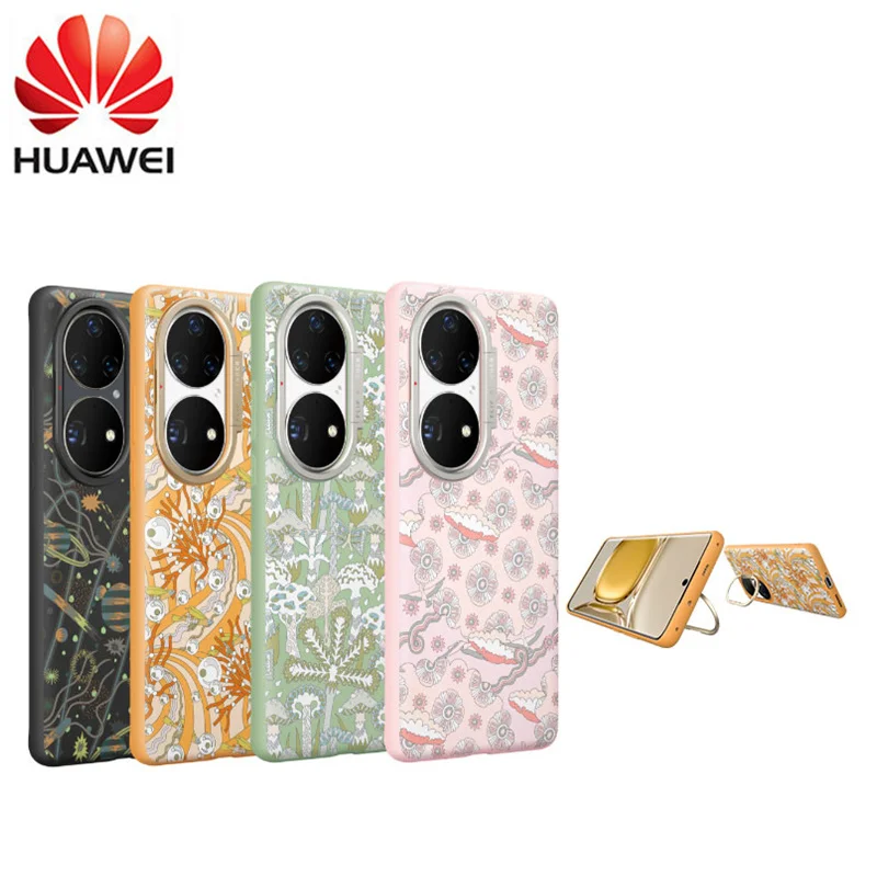 

100% Original Huawei P50 Pro Art Theme Case Ring Stand Protective Cover Colorful Hard Back Cover Shell Case For P50Pro