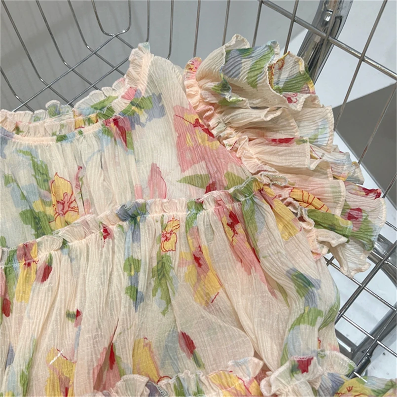 2024 женские летние шифоновые рубашки корейская модная блузка с принтом свободные