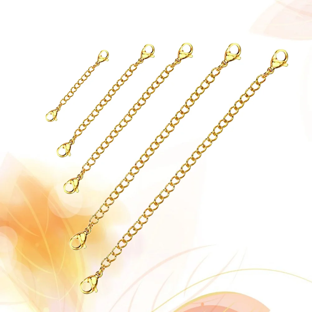 

5 PCS Extend Chain Lobster Clasp Both Ends Extender Bulk Jewelry Bracelet Finger Ring Extension Necklace