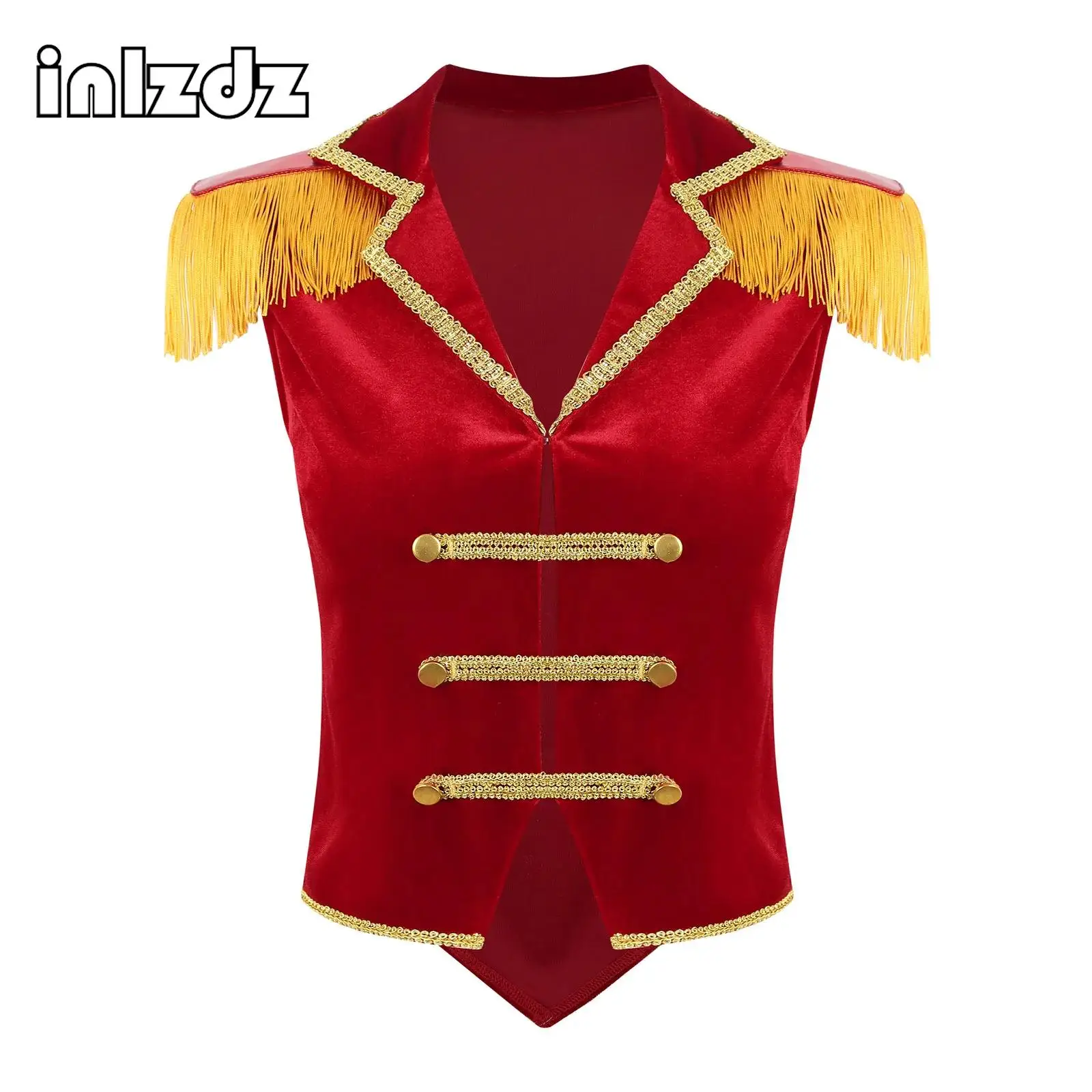 Женский костюм для косплея цирка рингмастера бархатный жилет с бахромой и