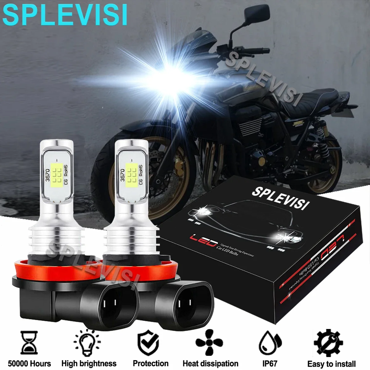 

2x светодиодные лампы для фар 6000K, белый для Kawasaki ER-6N 2009-2010 Aprilia RS4 125 TW0 2011 2012 2013 2014 2015-2021