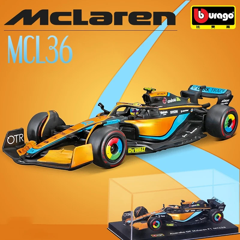 

Bburago 1:43 2022 F1 McLaren MCL36 #3 Daniel Ricciardo #4 Lando Norris Alloy Luxury Vehicle Diecast Cars Model Toys Christmas