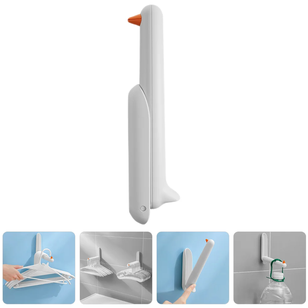 

Punch-free Hanger Organization Hanging Rod Wall Mount Clothes Stand Organizer Garment White Plastic Stacker