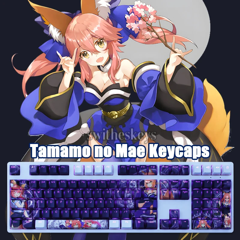 

108 Keys Tamamo no Mae Keycaps OEM Profile Fate/EXTRA Anime Keycap PBT Dye Sublimation Mechanical Keyboard Backlit Keycap MX Sw