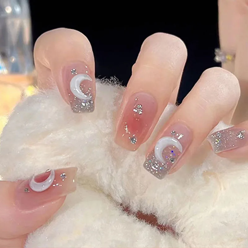 24 шт. розовые румяна праздничный пресс на ногтях для женщин блестящие накладные