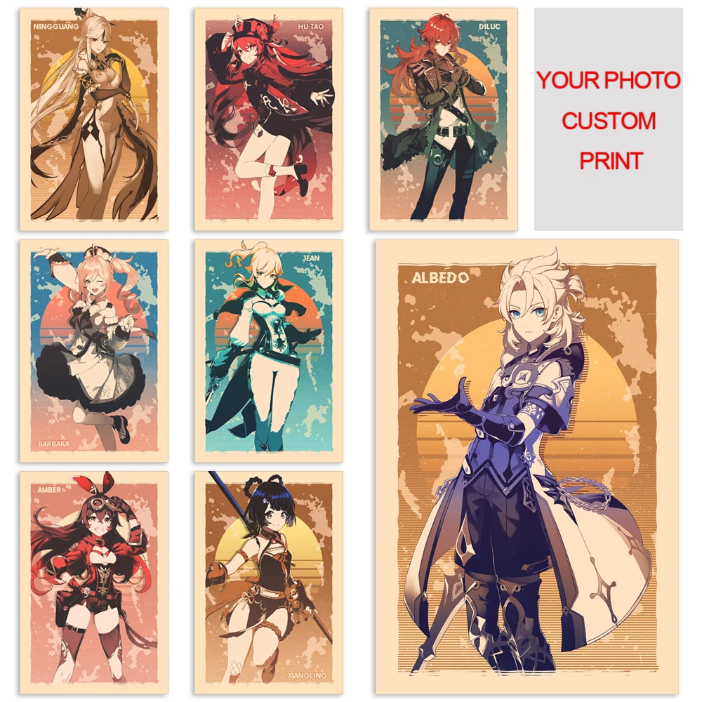 

Genshin Impact Paintings Wall Art Klee Canvas Modular Albedo Picture Bennett HD Print Eula Posters For Living Room Home Decor