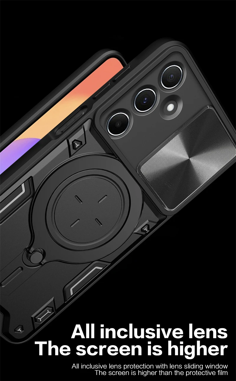 Для Samsung Galaxy M35 5G чехол Armor Slide Camera для телефона M 35 35M магнитный держатель кольцо