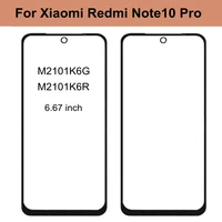 6 67 for xiaomi redmi note 10 pro touch screen panel front outer glass lens m2101k6g m2101k6r front glass replacement