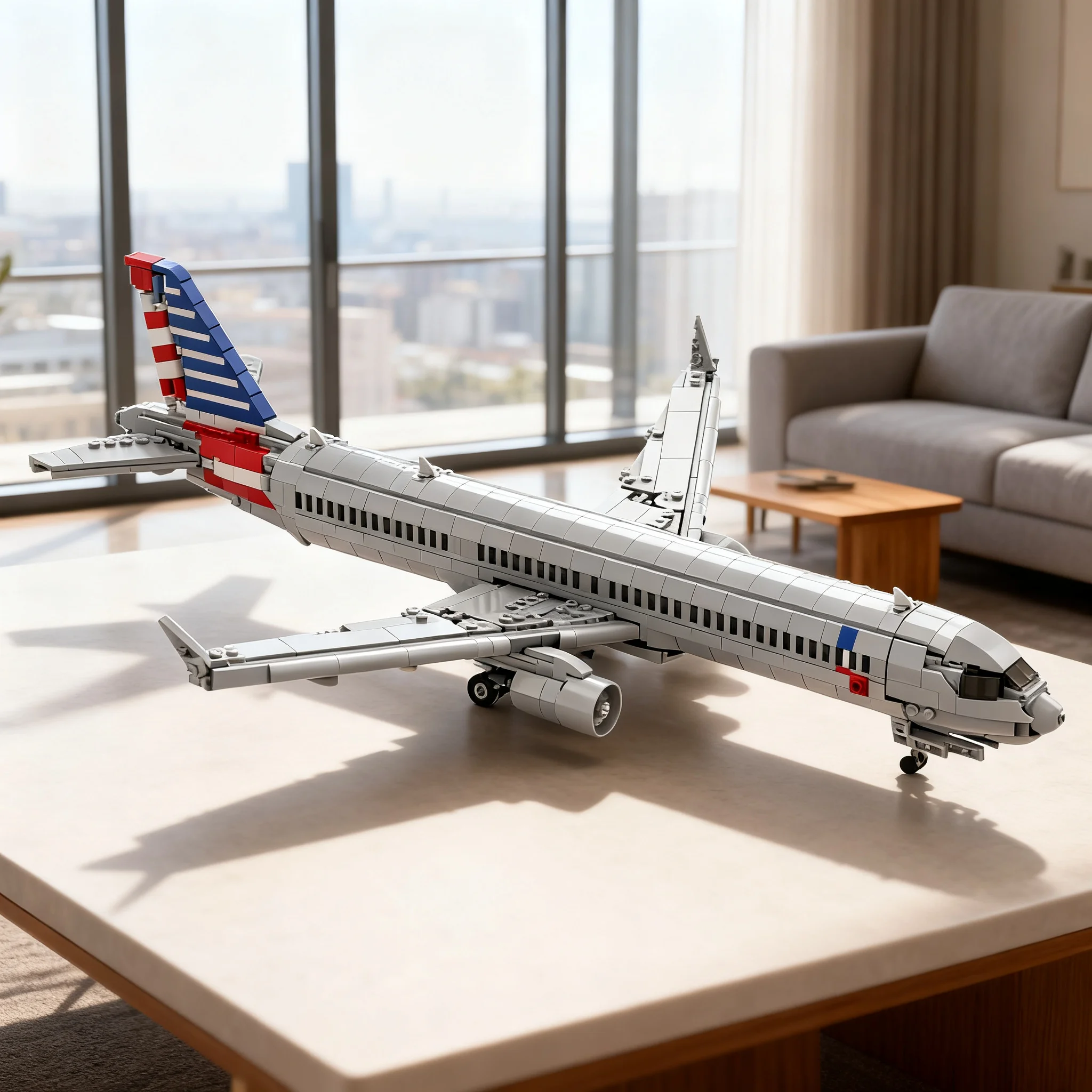 Фото Набор строительных блоков MOC American Airlines Airbus A321 XLR Icons, 1271 деталь, конструктор, идея для подарка на Рождество, DIY, креативный набор №1