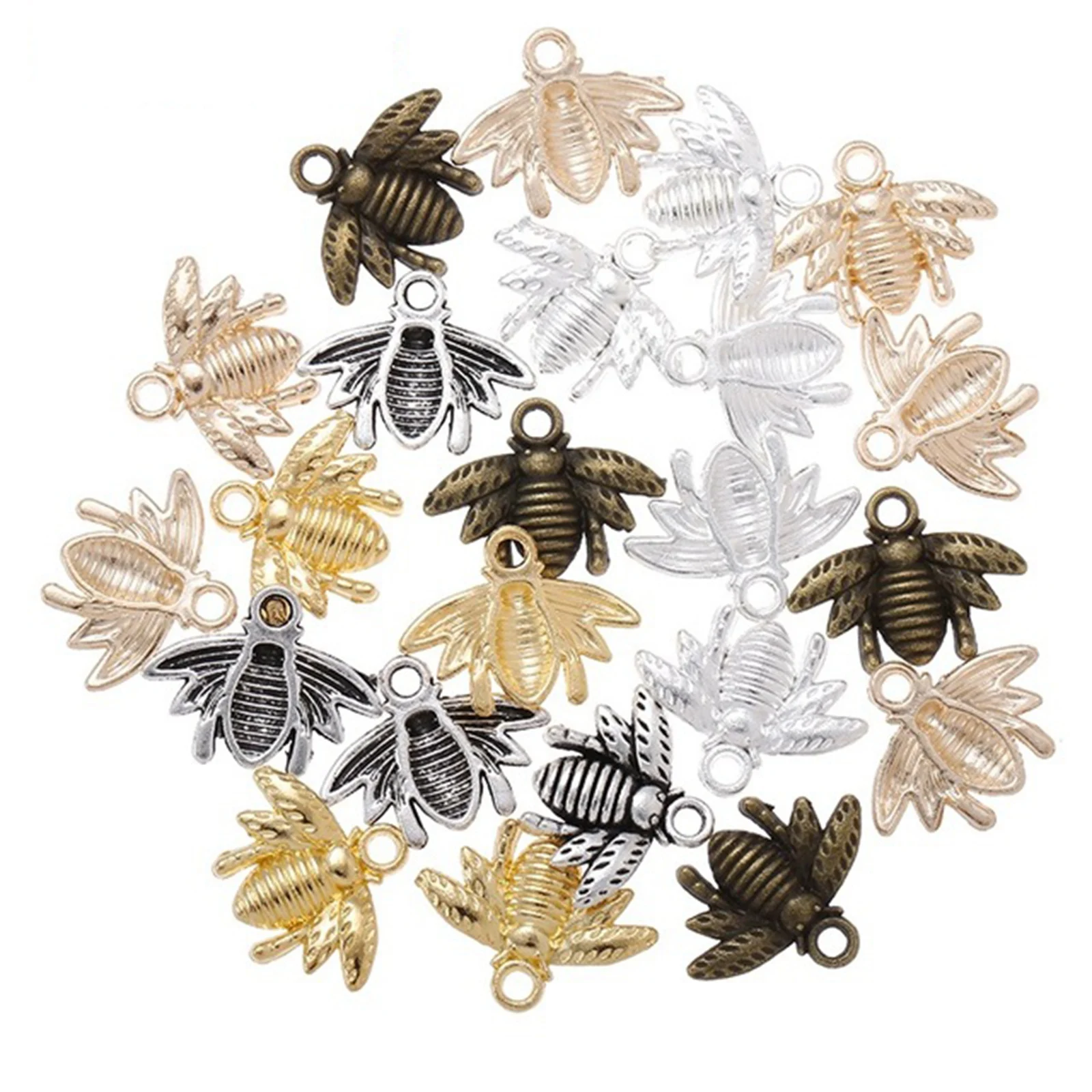 

25 Tibet Silver Golden Bronze Alloy Bee Charm Pendants 15mm DIY Earring Bracelet