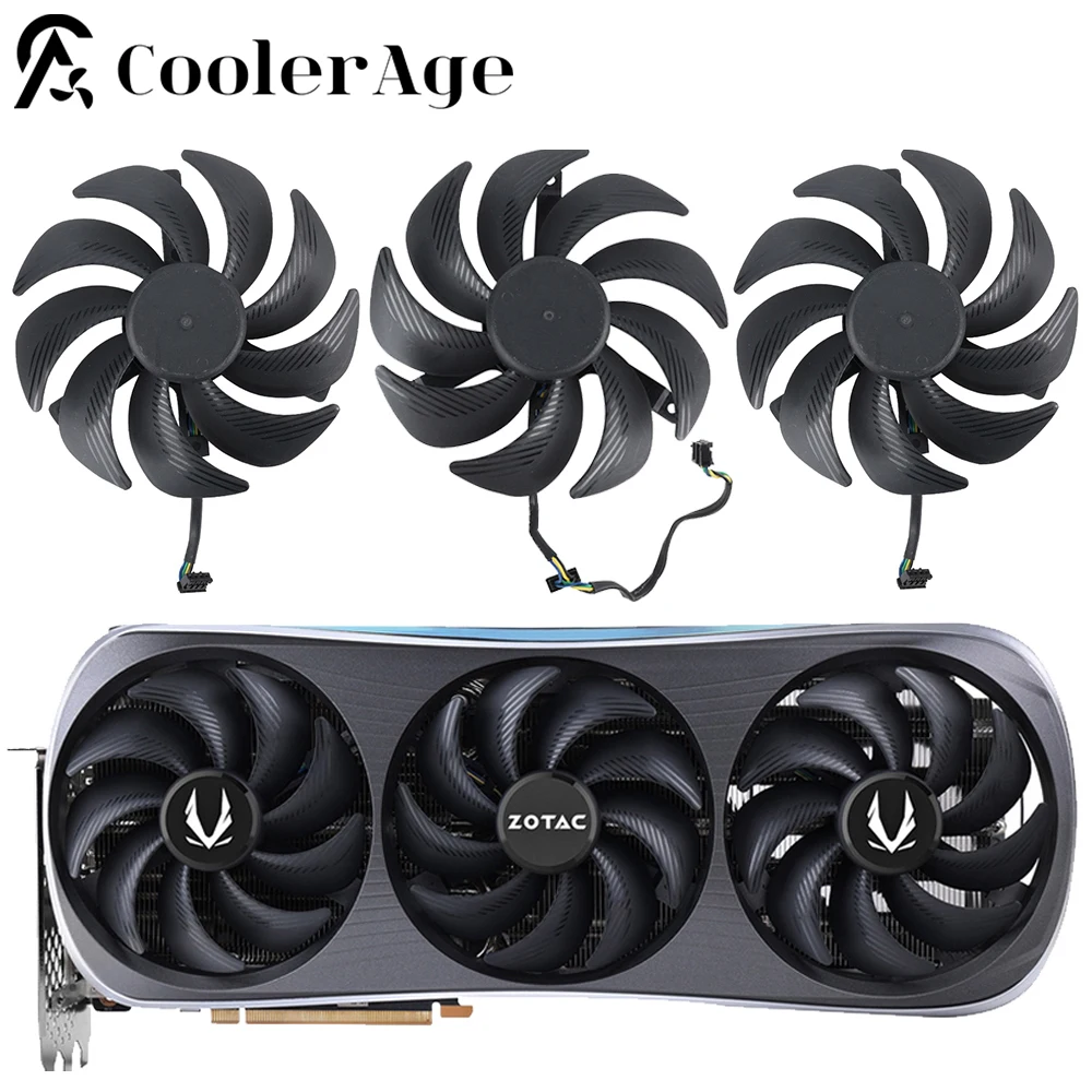 Видеокарта 102 мм RTX4070Ti RTX4080 RTX4090 для ZOTAC GeForce RTX 4070 Ti 4080 4090 AMP EXTREME AIRO охлаждающий вентилятор GPU