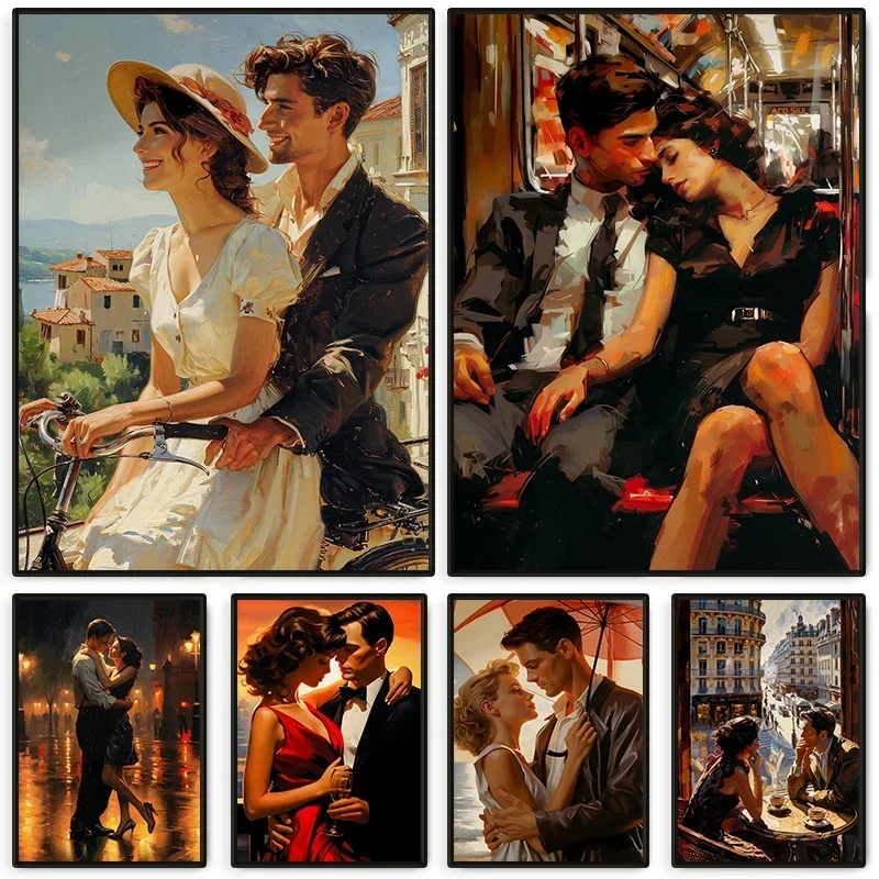 Красочный ретро-постер для влюбленных пар красивая сексуальная фотография