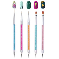 xuqian hot sale double ended manicure pen set with colored pen holder for nail drill diy clay making l0129