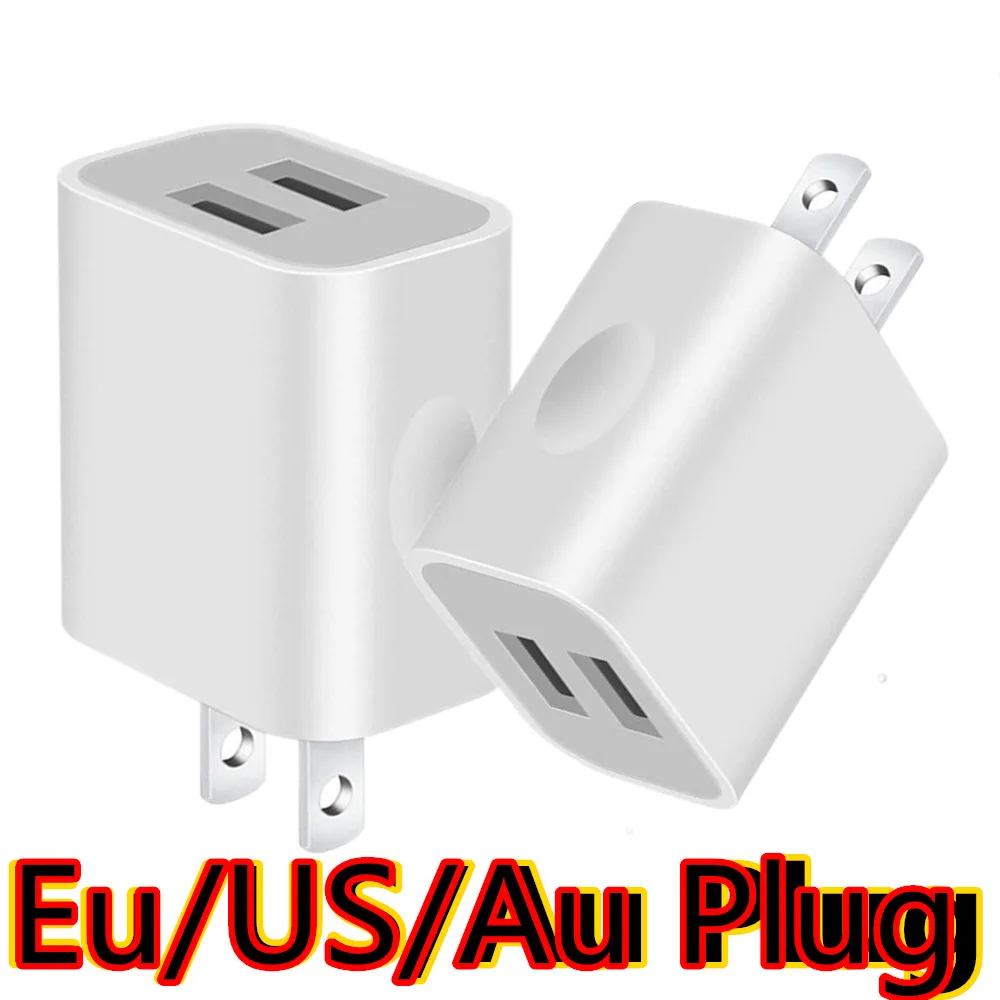 

5/10Pcs Universal Eu US Au 5V 2.1A Dual Ports Wall Charger AC Power adapters For Samsung Galaxy s22 S23 note 10 htc lg Xiaomi
