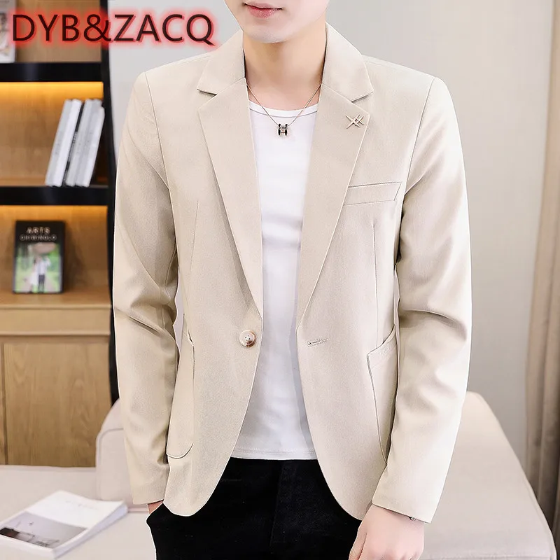 

DYB&ZACQ Men's Coat Spring New Casual Fashion Suit Collar Korean Version of The Trend Youth Slim Small Suit
