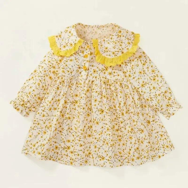 Повседневное платье для маленьких девочек 2024 Детская осенняя одежда Модное