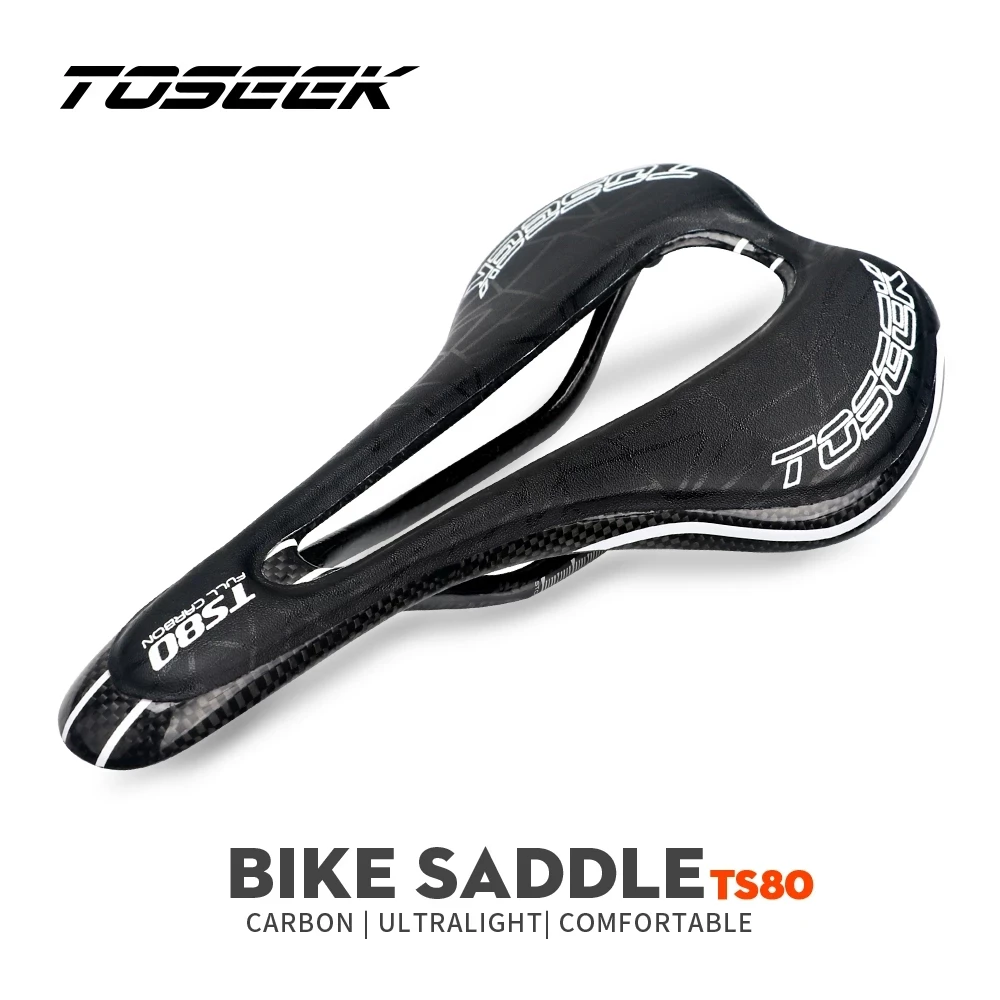 

TOSEEK TS80 Full Carbons Fiber Saddle Ultralight Italia High performance Open saddle SuperFlow MTB Road Race Bicycle Saddle 130g